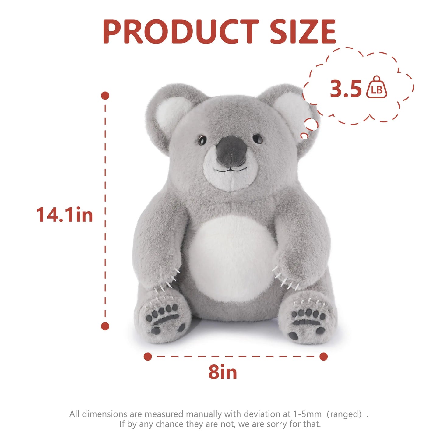 Niuniu Daddy 14" Koala Weighted Stuffed Animal 3.5LB Giant Lap Pillow Plush Toy for Kids Adults Cute Gift for Birthday Christmas