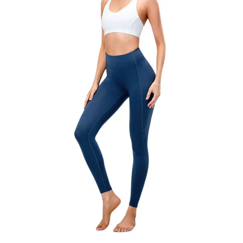 Women Autumn Winter High Waist Warm Sport Trousers Tight-Fitting Training Yoga Fitness Pants With Pocket