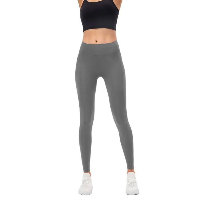 Women Autumn Winter High Waist Warm Sport Trousers Tight-Fitting Training Yoga Fitness Pants With Pocket