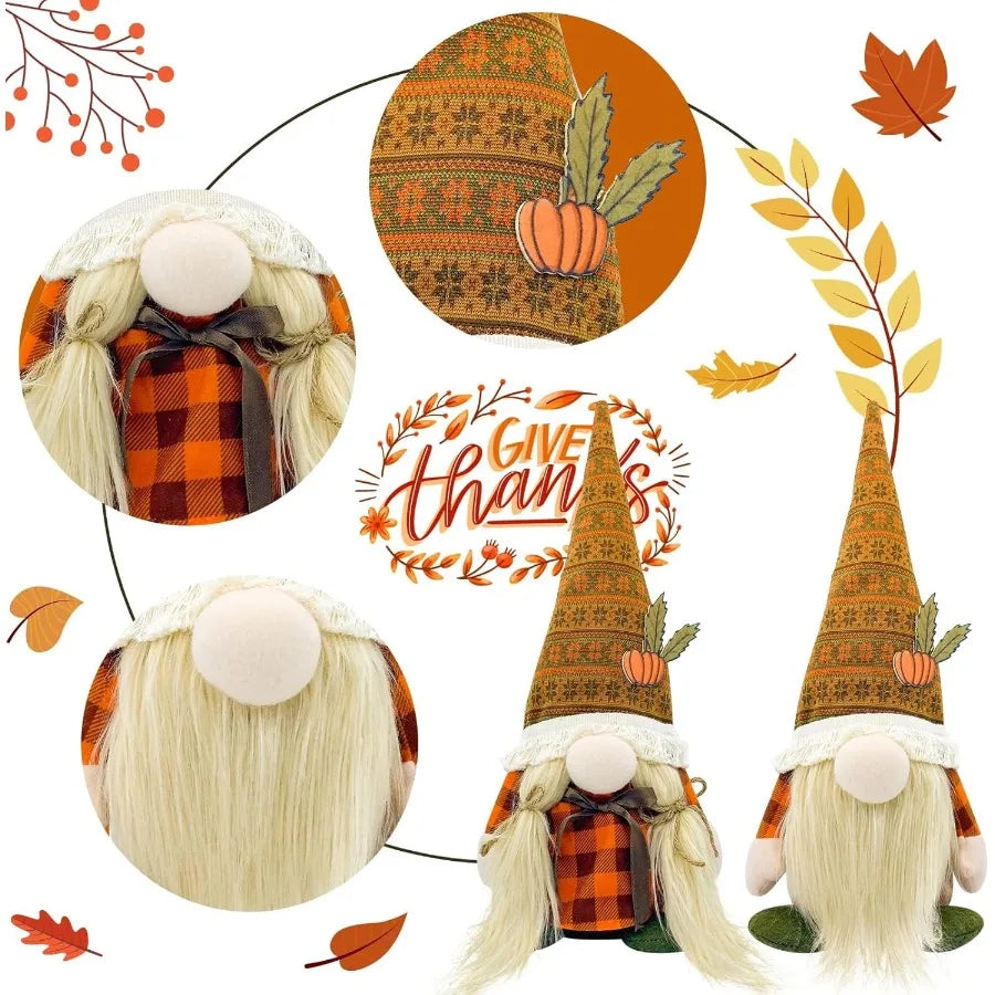 Fall tions for Home Thanksgiving Decor Cute Fall Pumpkin Gnomes Plh Doll for Office Indoor Living Room Tiered Tray Harvest Tabl