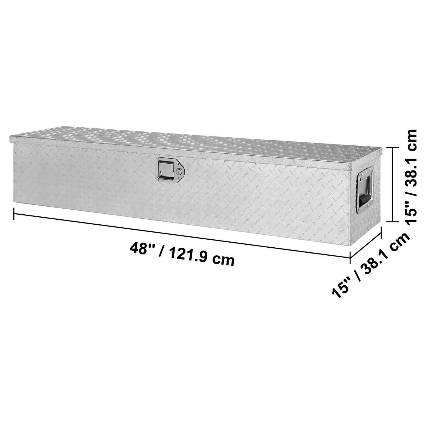 VEVOR Heavy Duty Aluminum Truck Bed Tool Box Plate Tool Box with Side Handle and Lock Keys Storage Tool Box for PickupTruck Bed