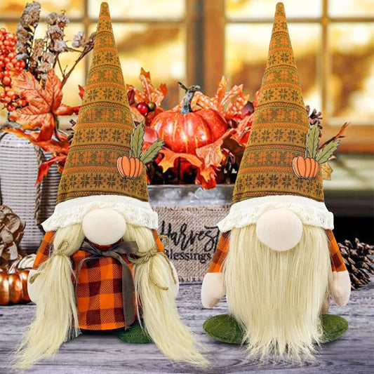 Fall tions for Home Thanksgiving Decor Cute Fall Pumpkin Gnomes Plh Doll for Office Indoor Living Room Tiered Tray Harvest Tabl