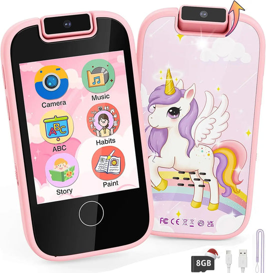 Kids Smart Phone for Girls, Toddler Phone with Dual Camera Puzzle Games Touchscreen, Learning Toy Christmas Birthday Gift