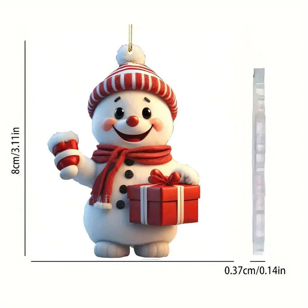 1/3/5PCS Christmas 2D Acrylic Cartoon Car Haning Pendants Xmas Santa Claus Snowman Ornaments Cute Christmas Tree Hangings Decor