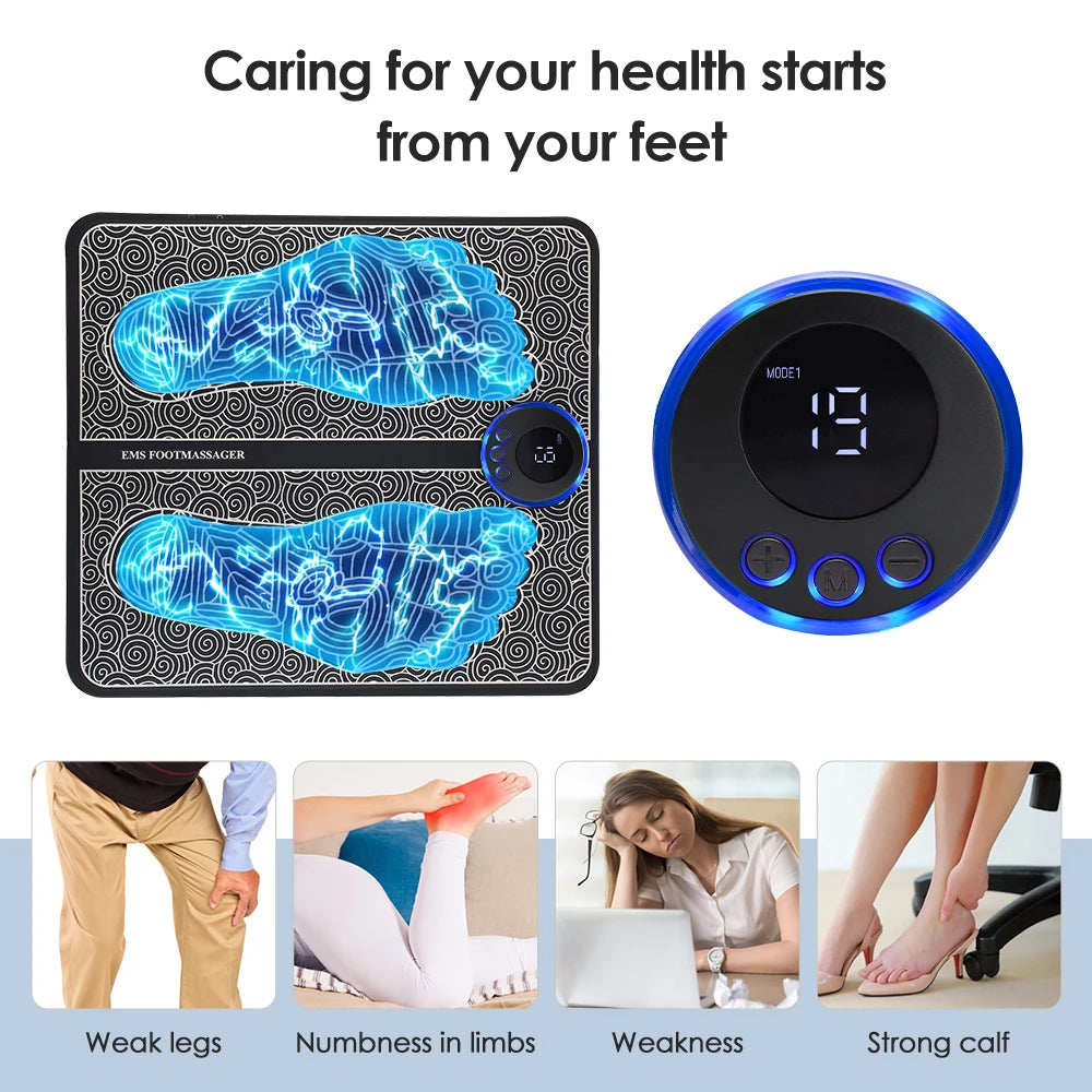 Rechargeable Electric Foot Massager Pad Electrostimulator Massage Mat EMS Muscle Massager Relax Feet Massage Fitness Masajeador