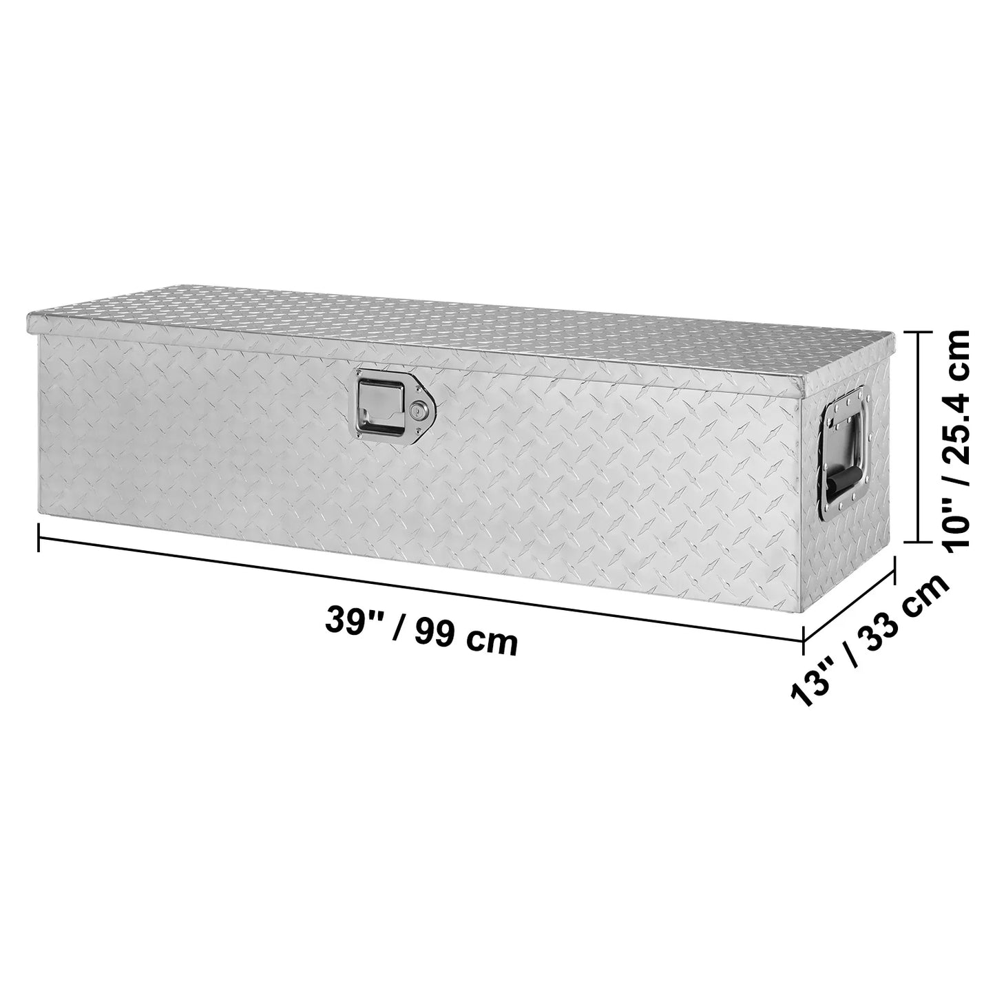 VEVOR Heavy Duty Aluminum Truck Bed Tool Box Plate Tool Box with Side Handle and Lock Keys Storage Tool Box for PickupTruck Bed