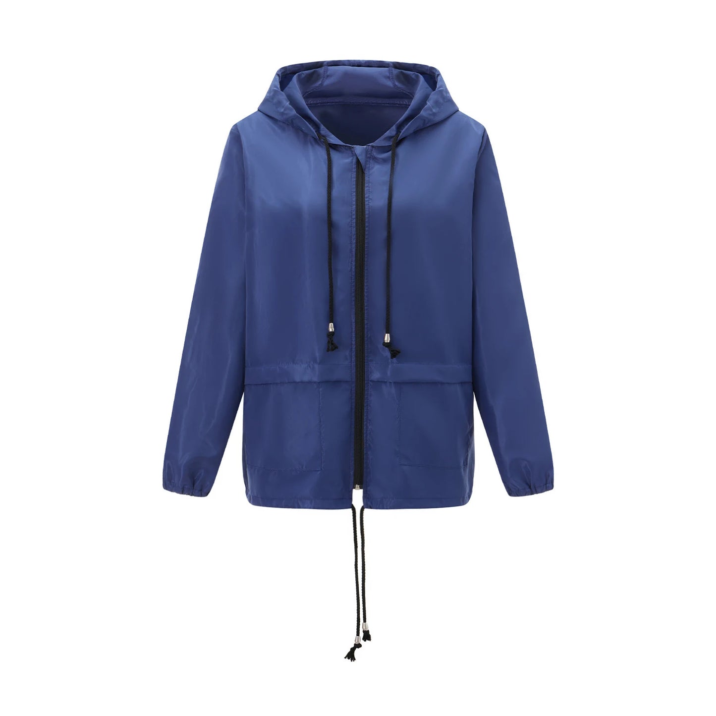 Women Lightweight Packable Raincoat Waterproof Hooded Windbreaker with Adjustable Drawstring and Zipper Pockets for Outdoor