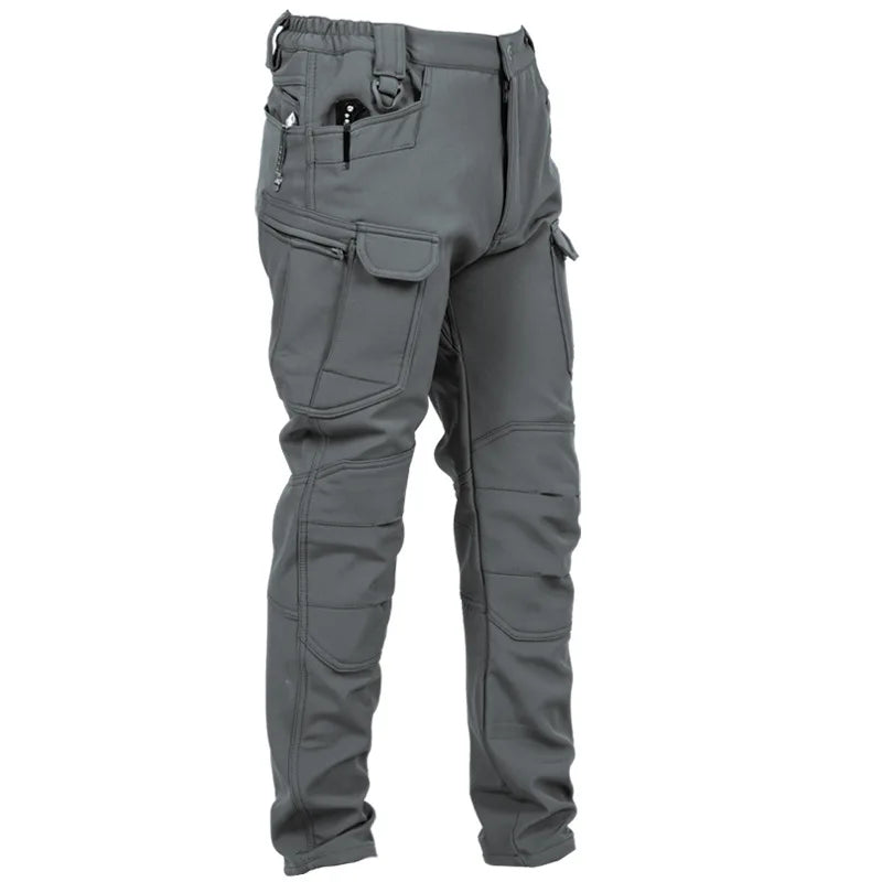 Men's Winter Pants Water Resistant Fleece Lined Snowboard Ski Softshell Tactical Pants with Multi-Pockets Outdoor Work Pants
