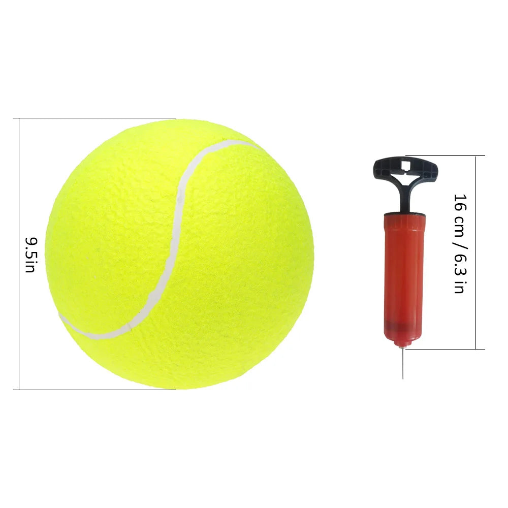 9.5'' Oversize Inflatable Tennis Ball Giant Tennis Ballswith Pump Dog Toy Balls for Pets Dogs Cats Fun Signature Children Adult