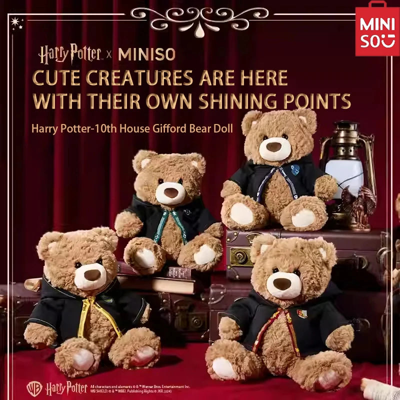 MINISO Harry Potter Series Plush Doll -10 Academy Gifford Bear Doll (Gryffindor) Cute Cloak Bear Soothing Collectible Dolls