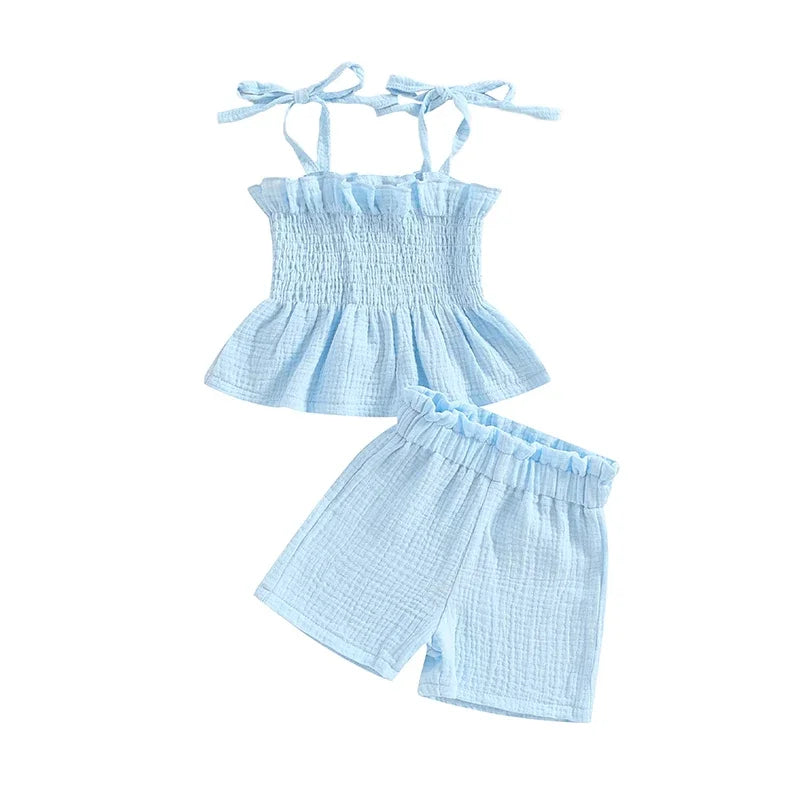 Toddler Girls 2Pcs Outfits Solid Color Sleeveless Camisole and Elastic Pants Set Baby Summer Clothes 6M-3Y