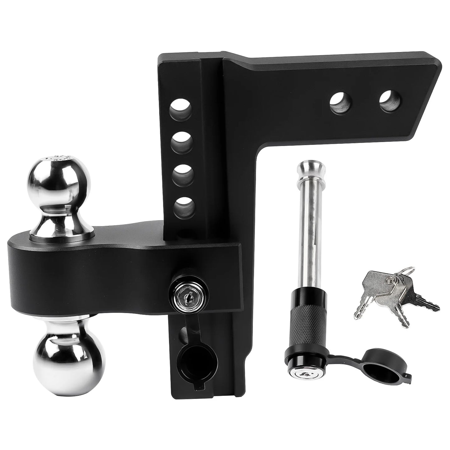 AP03 Black Adjustable Trailer Hitch Fits 2.5" Receiver | 8" Drop/Rise Heavy Duty Aluminum Drop Hitch 18500 LBS GTW Tow Hitch