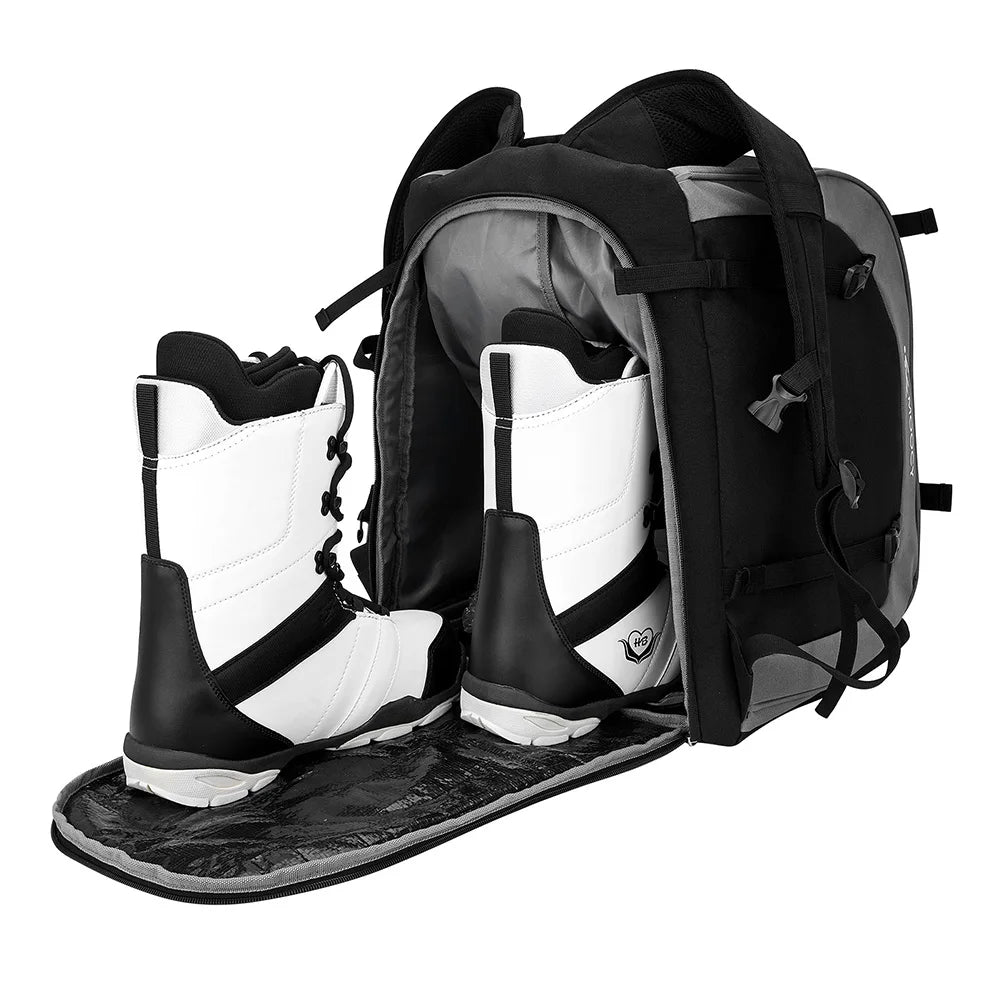 65L Outdoor Ski Bag Large Capacity Waterproof Breathable Skiing Boot Backpack Storage Helmet Coat Hang Skis Adjustable