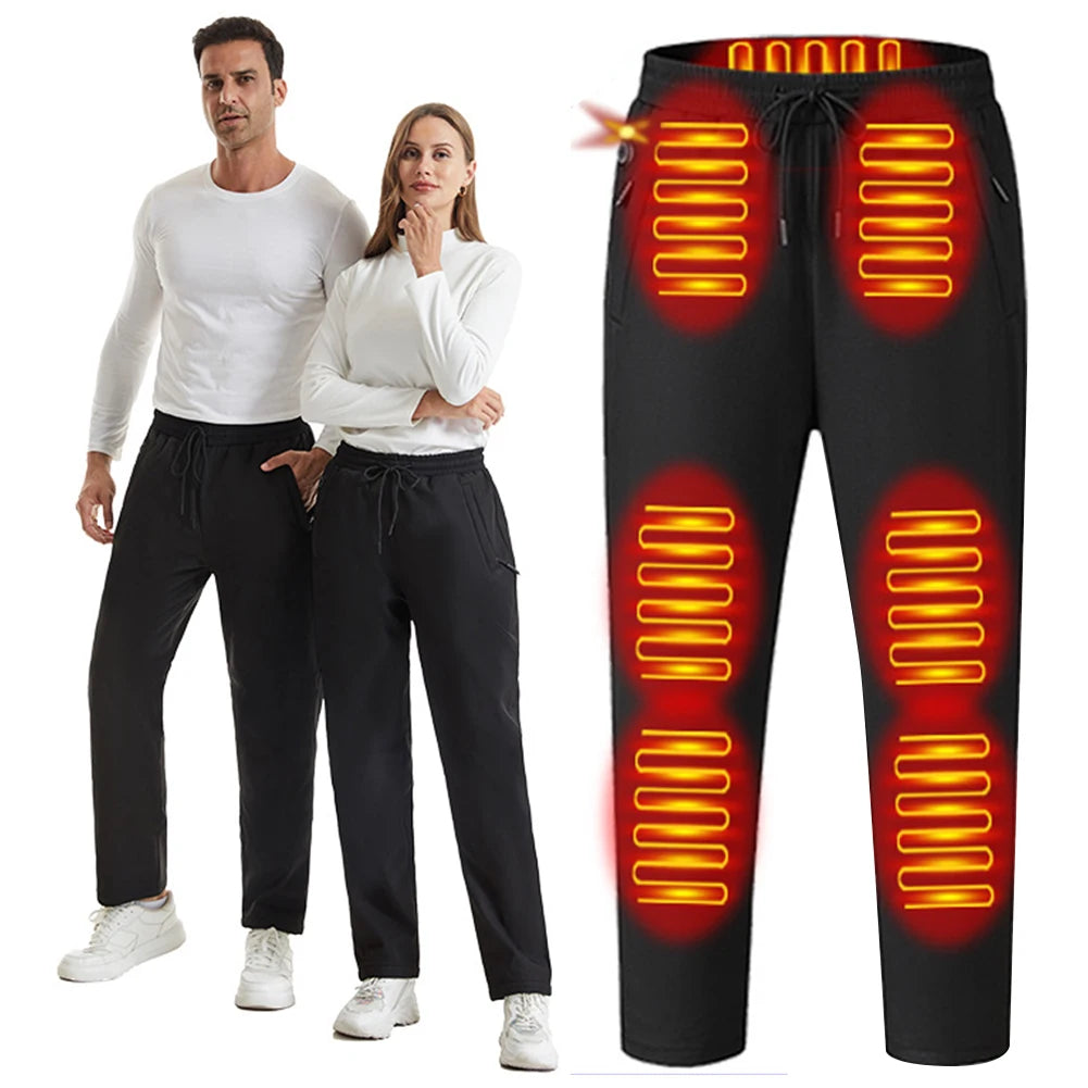 Heating Pants for Men Women Elastic Waist USB 5V Thermal Pants 12 Heating Zone Heated Trousers for Skiing Fishing Motorcycle