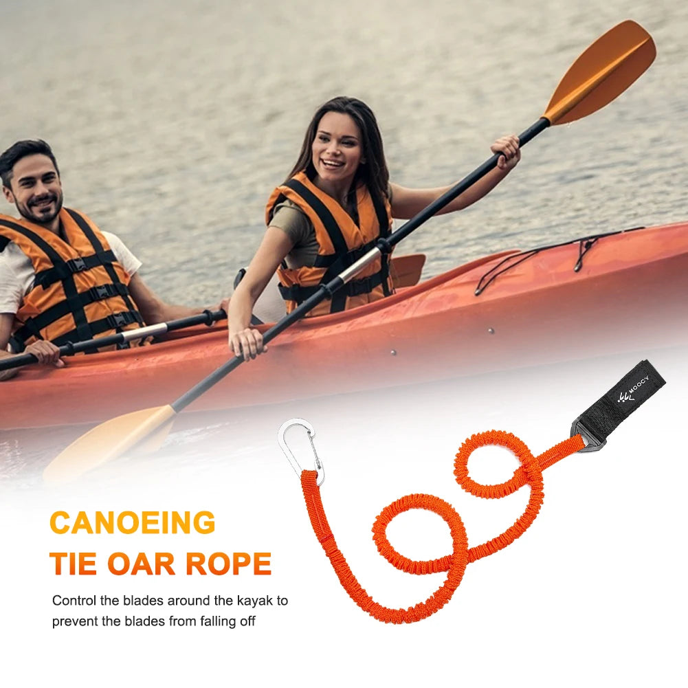 1pc Anti-lost Kayak Paddle Leash with Safety Hook Coiled Lanyard Heavy-duty Nylon Canoe Tie Rope Boat Accessories
