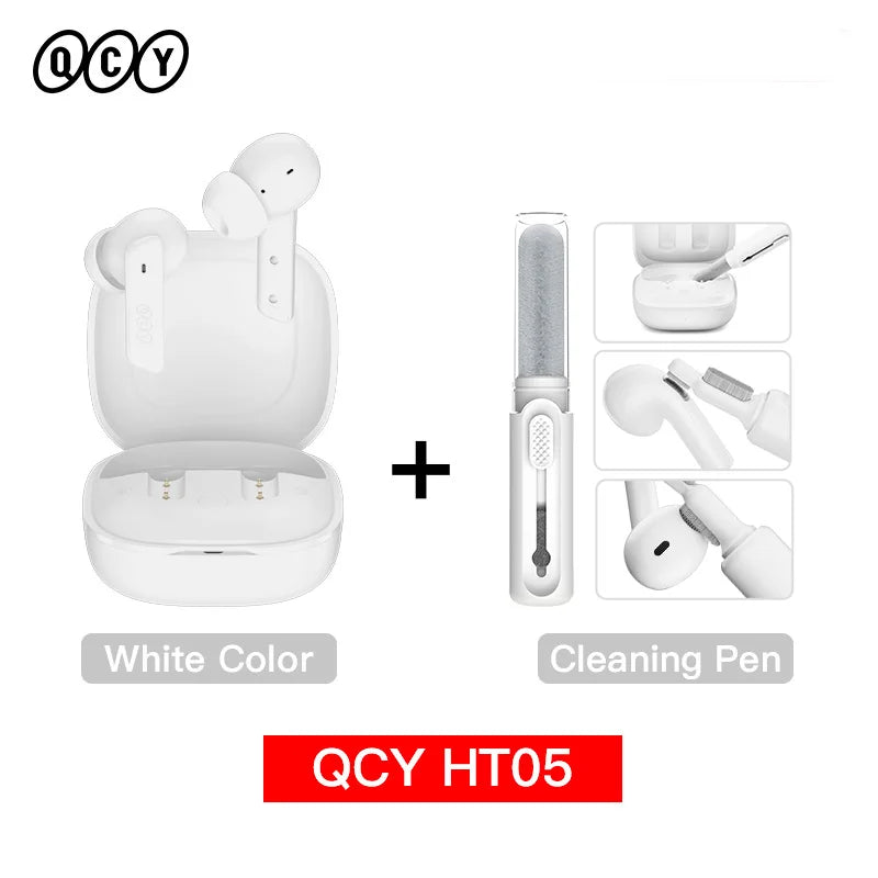 QCY HT05 ANC Wireless TWS Bluetooth 5.2 Earphones 40dB Active Noise Cancellation Headset in-Ear Mics Handfree Phone Earbuds