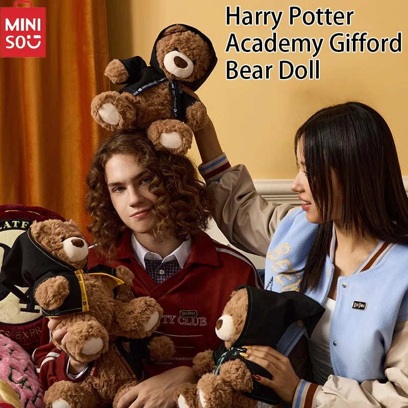 MINISO Harry Potter Series Plush Doll -10 Academy Gifford Bear Doll (Gryffindor) Cute Cloak Bear Soothing Collectible Dolls