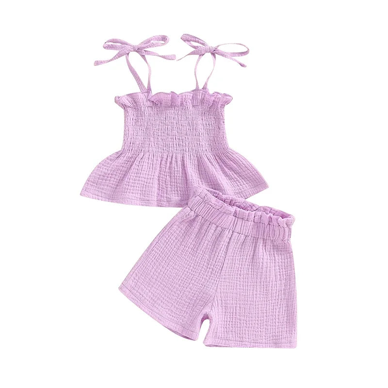 Toddler Girls 2Pcs Outfits Solid Color Sleeveless Camisole and Elastic Pants Set Baby Summer Clothes 6M-3Y
