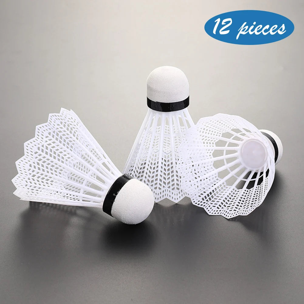 12PCS Plastic Badminton Colorful and White Shuttlecocks Foam Ball Head Plastic for Outdoor Training Family Movement Supplies