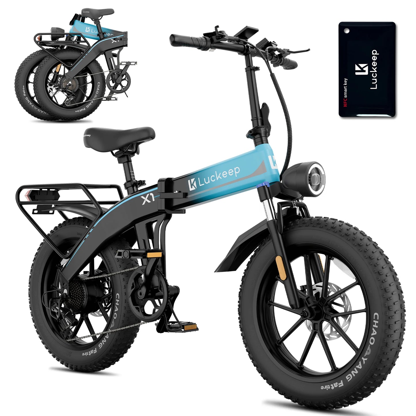 Luckeep X1 Folding Electric Bike for Adults 1500W Peak Motor,30 60 Miles,720WH Battery 20" x 4.0" Fat Tire Foldable Ebike