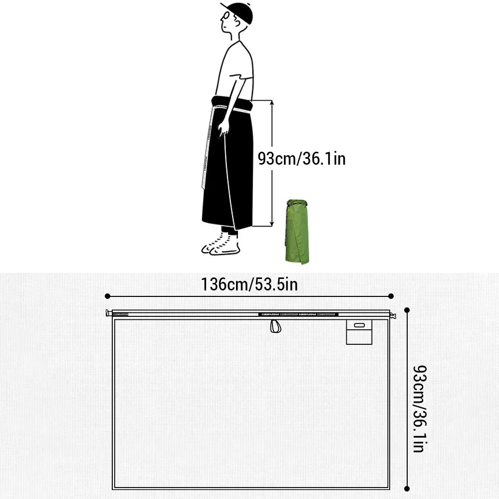 Picnic Blanket Rain Skirt for Backpacking Hiking Lightweight and Portable with a Storage Bag Use As Picnic Blanket Foldable