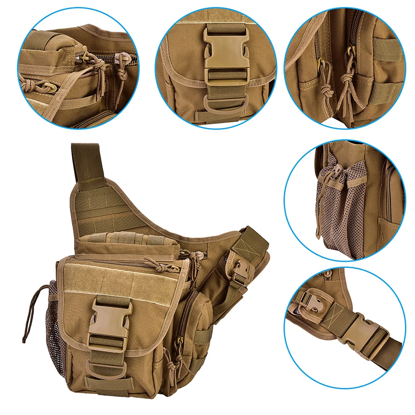 2 Colors Durable Men Military Chest Shoulder Bag Pack for Travel Hiking Outdoor Equipment