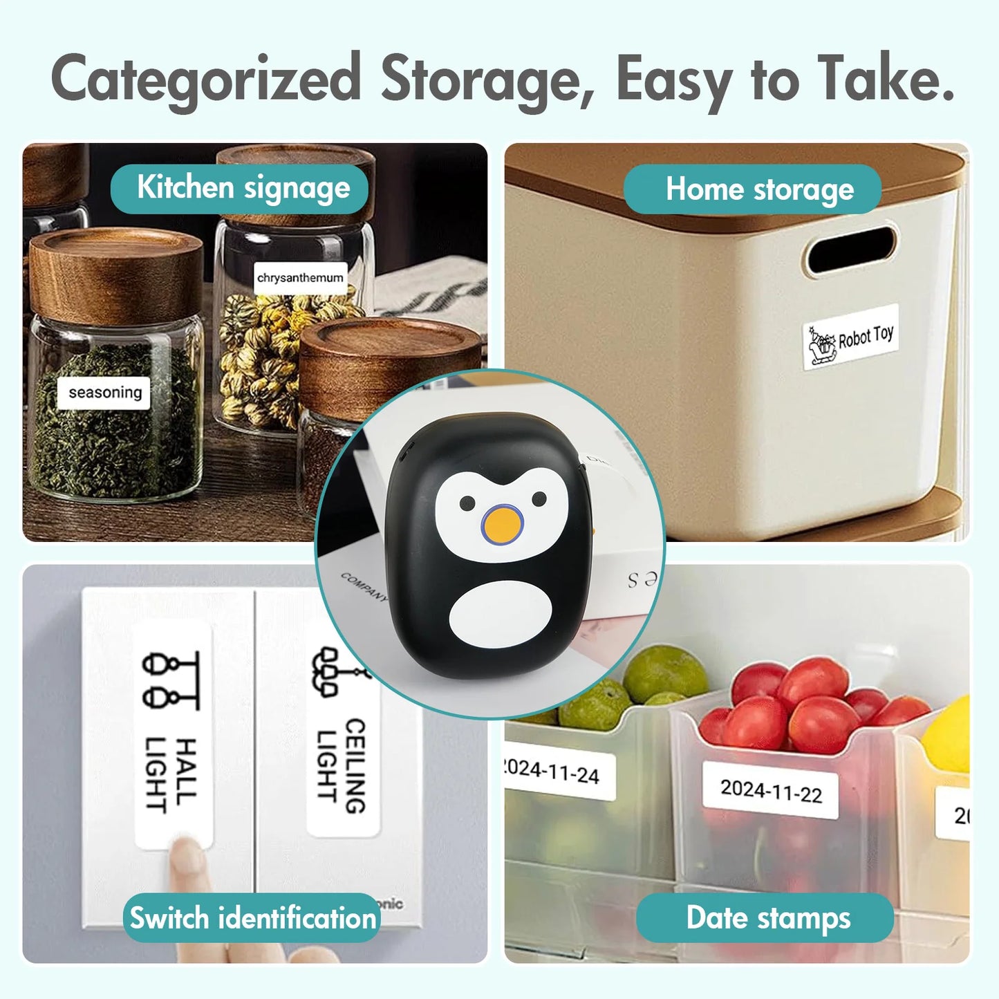 Thermal Label Printer MIni Portable Bluetooth Wireless Label Maker Inkless Printer Machine With 1roll Stickable Label Paper