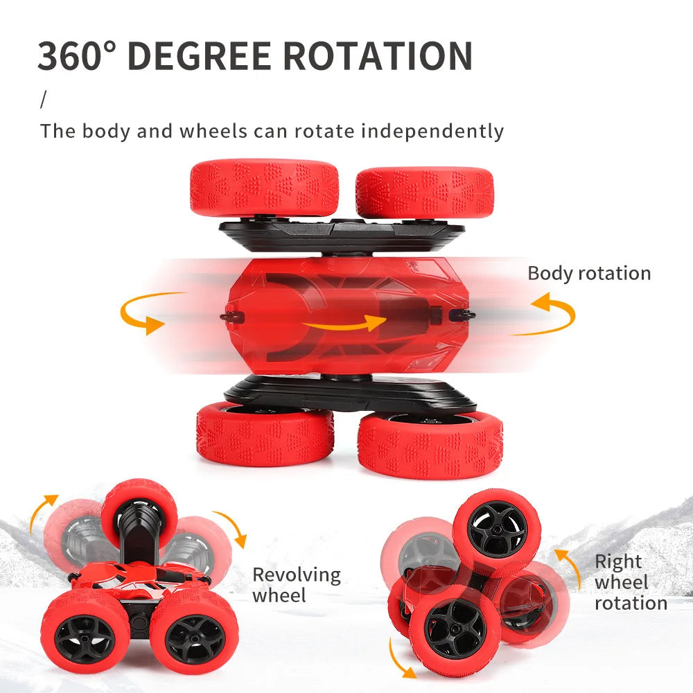 Stunt Car - Remote Controlled Car - Double sided Drive 360 degree Flip Rotating Car - Children's Favorite Toy Gift - Green Car