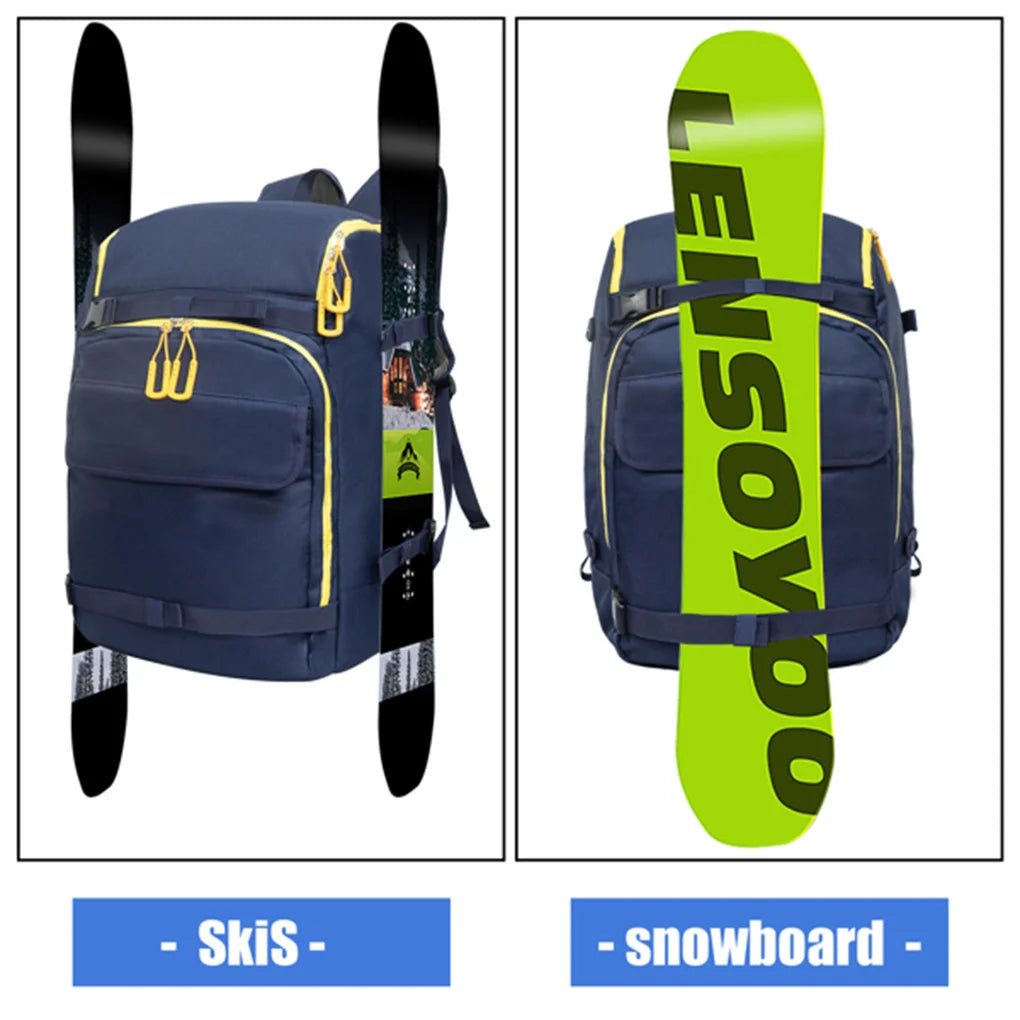 50L Blue Travel Ski Backpack for Ski Helmets, Goggles, Gloves, Skis & Other Accessories