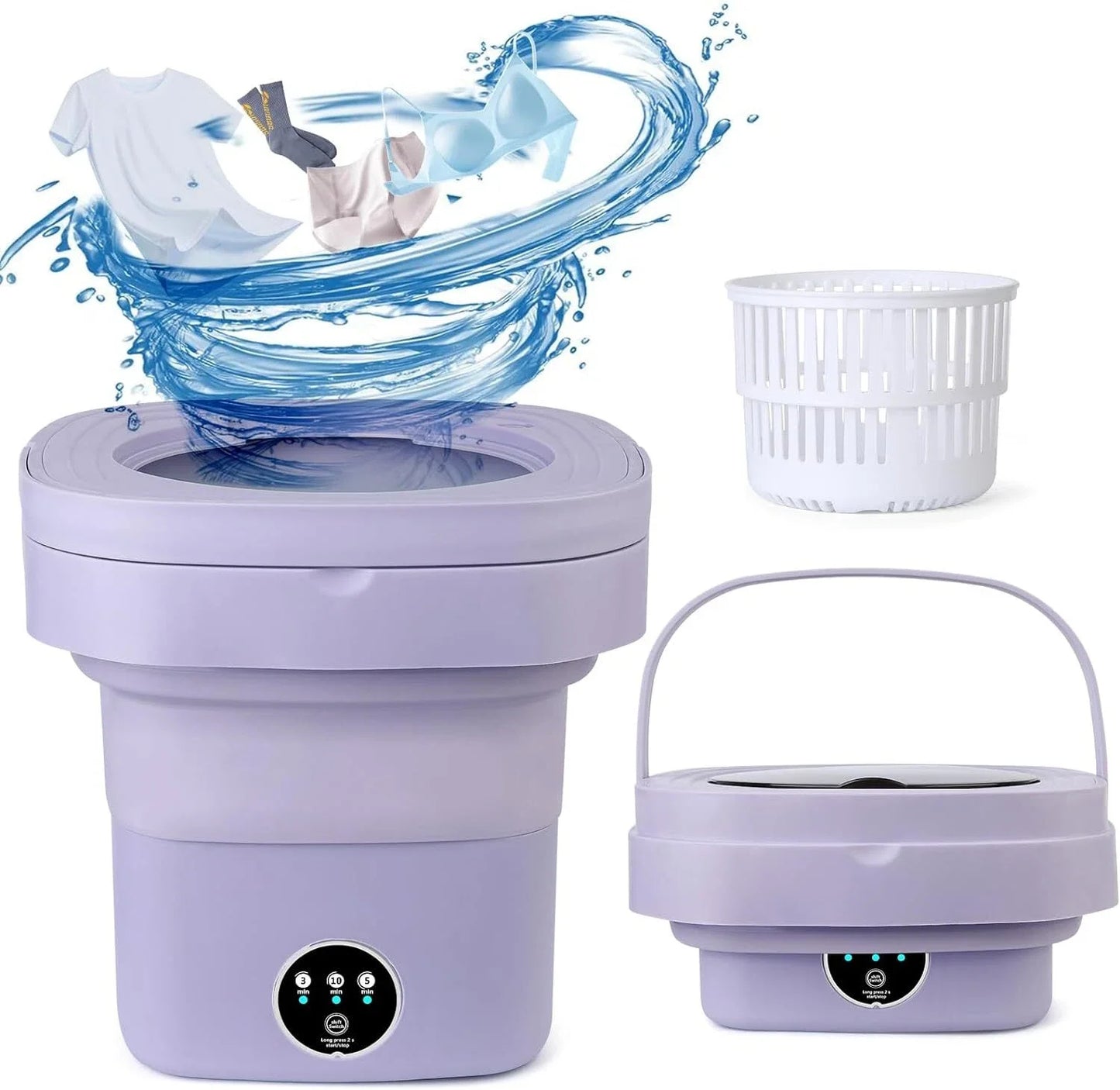 Mini Foldable Washer Portable Washing Machine Spin Dryer Washer For Camping Travel Home Underwear Sock 8L Laundry Cloth Tool