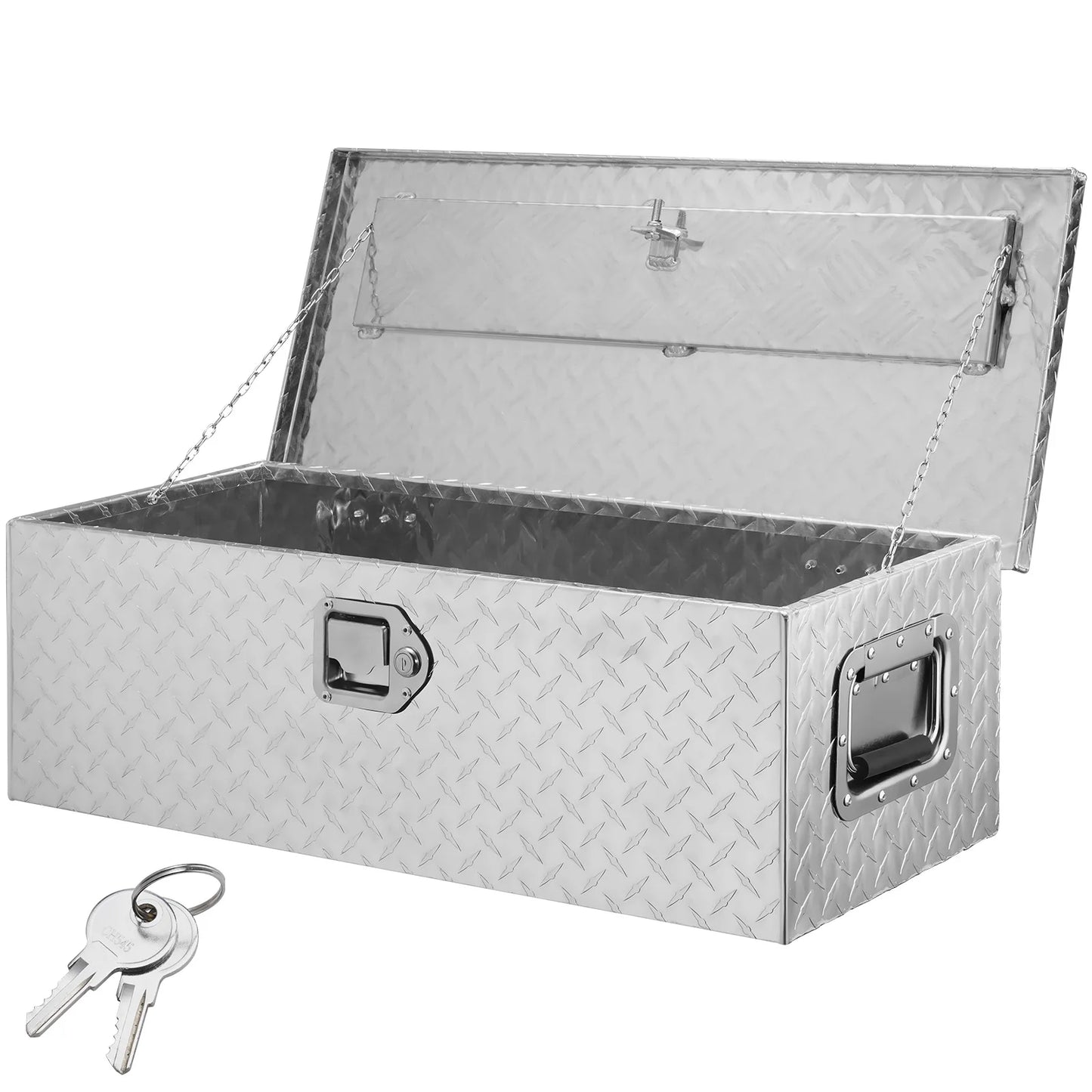 VEVOR Heavy Duty Aluminum Truck Bed Tool Box Plate Tool Box with Side Handle and Lock Keys Storage Tool Box for PickupTruck Bed