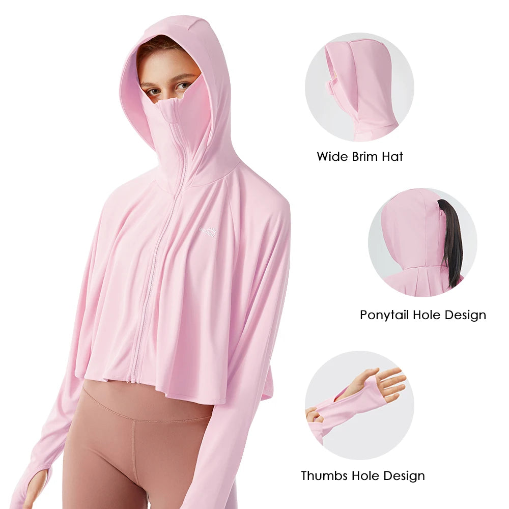 OhSunny Sunscreen Jackets Women Outdoor Casual UV Protection Clothing UPF50+ Hoodie Breathable Coats for Running Cycling