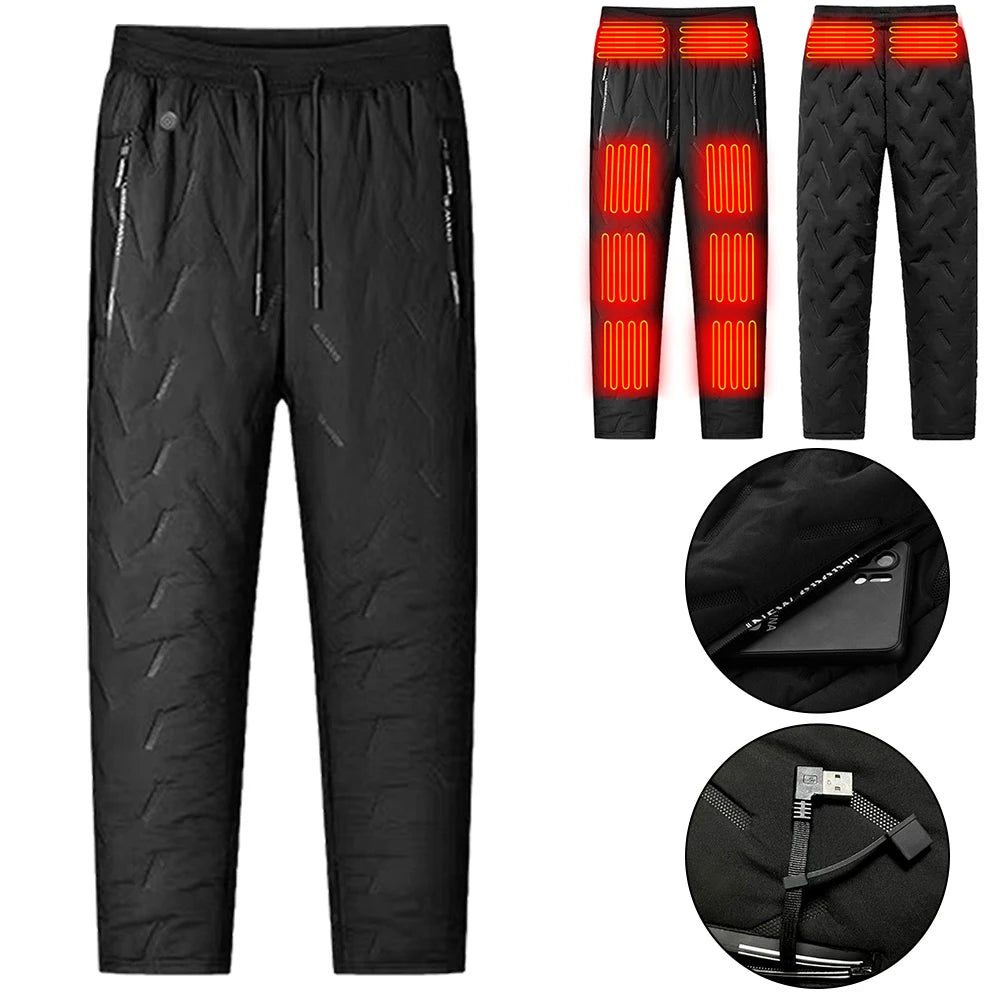 Unisex Heated Hiking Pants 10 Heating Zones Electric Thermal Trousers 3 Temperature Modes Winter Electric Warmer Clothing