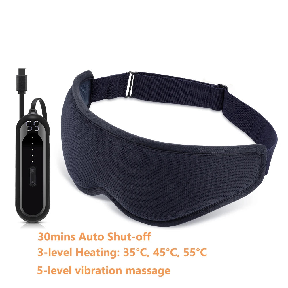 Electric Eye Massager Vibration Heated Eye Mask Relieve Fatigue Warm Compress Eyemask Strain Eyes Office Home Travel Eyeshade