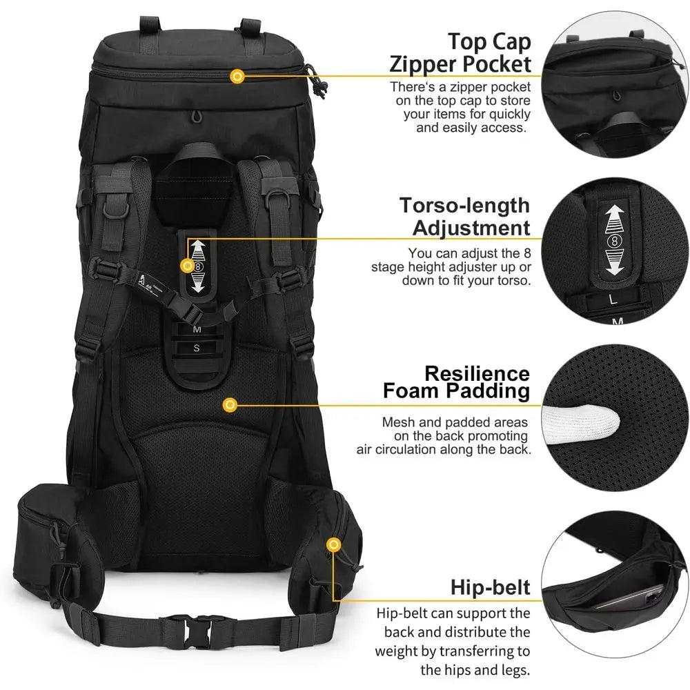 Mardingtop 70L Internal Frame Backpack for Camping,Hiking,Travel,Tactical Backpack with Rain Cover