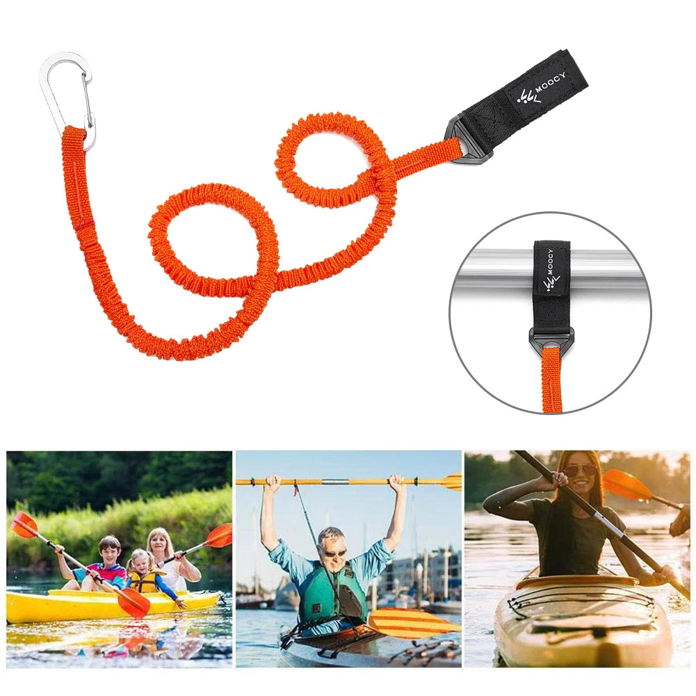 1pc Anti-lost Kayak Paddle Leash with Safety Hook Coiled Lanyard Heavy-duty Nylon Canoe Tie Rope Boat Accessories