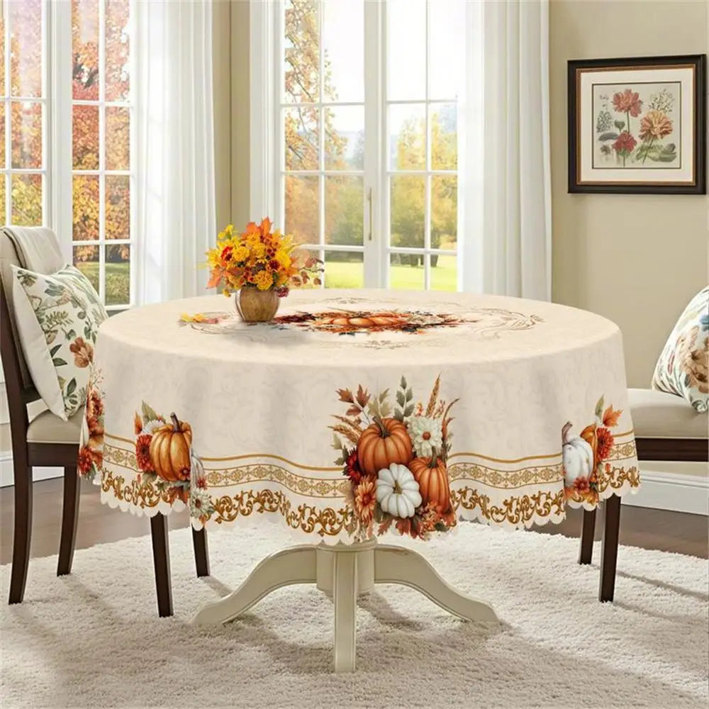 Gnizama Autumn decorative Thanksgiving gift tablecloth, pumpkin, maple leaf pattern design tablecloth, decorative tablecloth