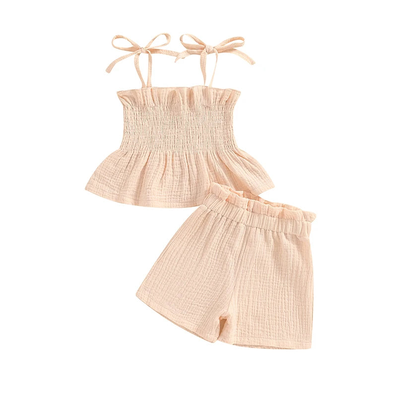 Toddler Girls 2Pcs Outfits Solid Color Sleeveless Camisole and Elastic Pants Set Baby Summer Clothes 6M-3Y