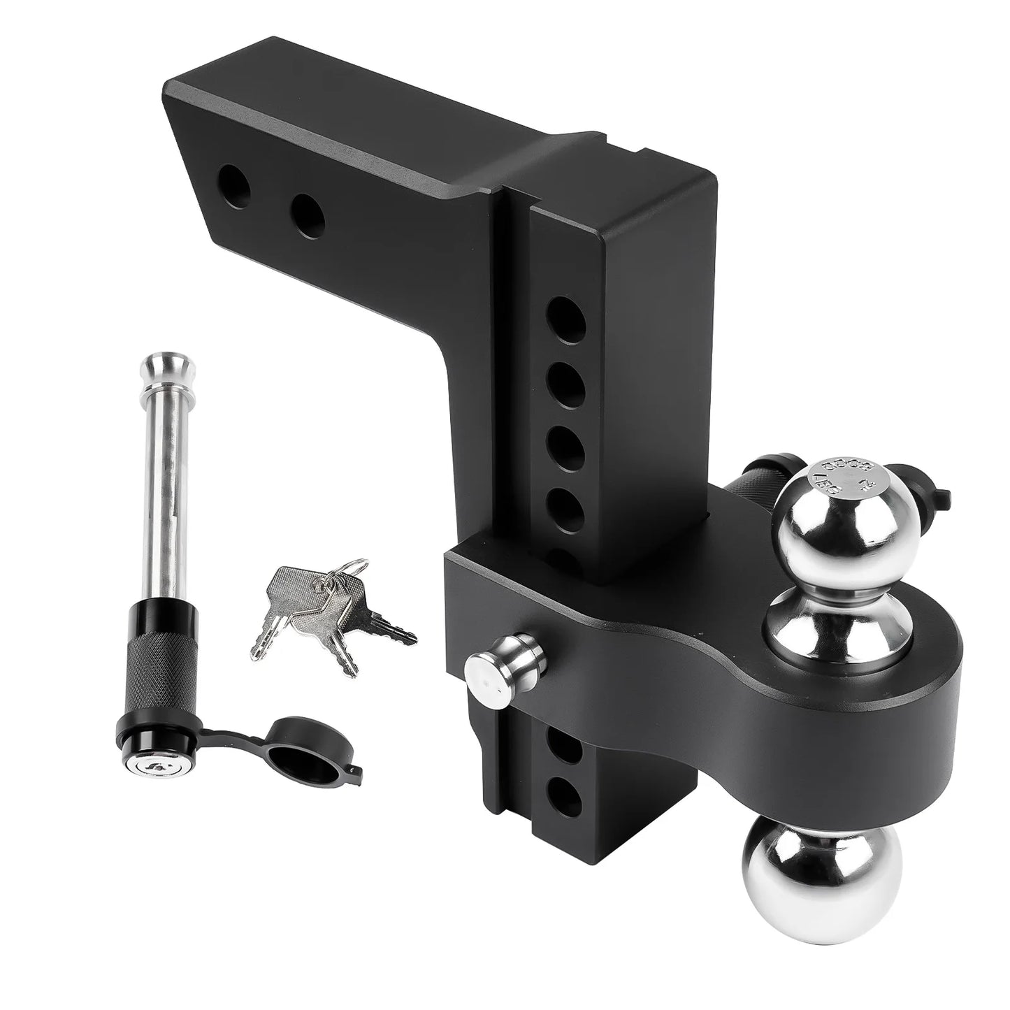 AP03 Black Adjustable Trailer Hitch Fits 2.5" Receiver | 8" Drop/Rise Heavy Duty Aluminum Drop Hitch 18500 LBS GTW Tow Hitch