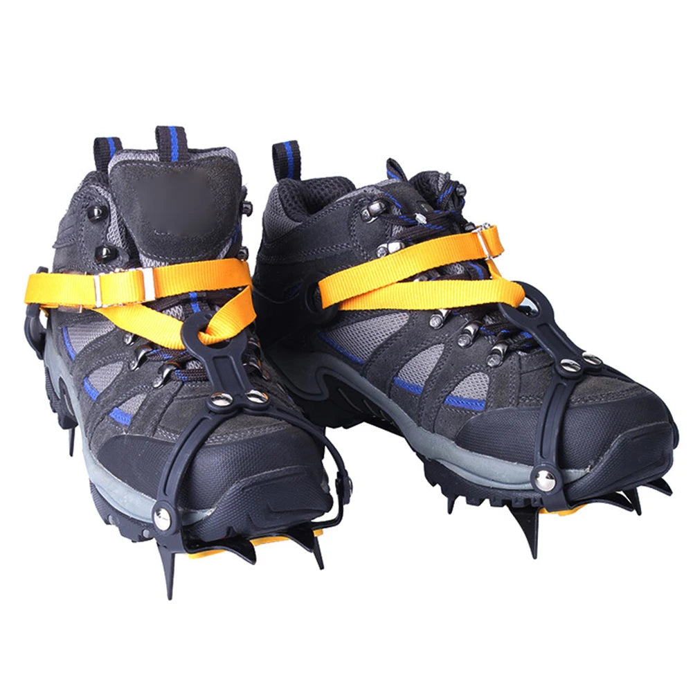 1 Pair New Mountaineering Cleats Stainless Steel 10 Teeth Bundled Crampons Anti-Slip with Carry Bag Adjustable for Men and Women