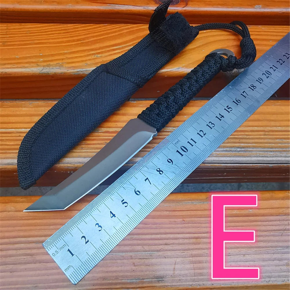 Fixed Blade Knives 420HC Stainless Steel Outdoor Survival Camping Knife with ABS Handle Nylon Sheath
