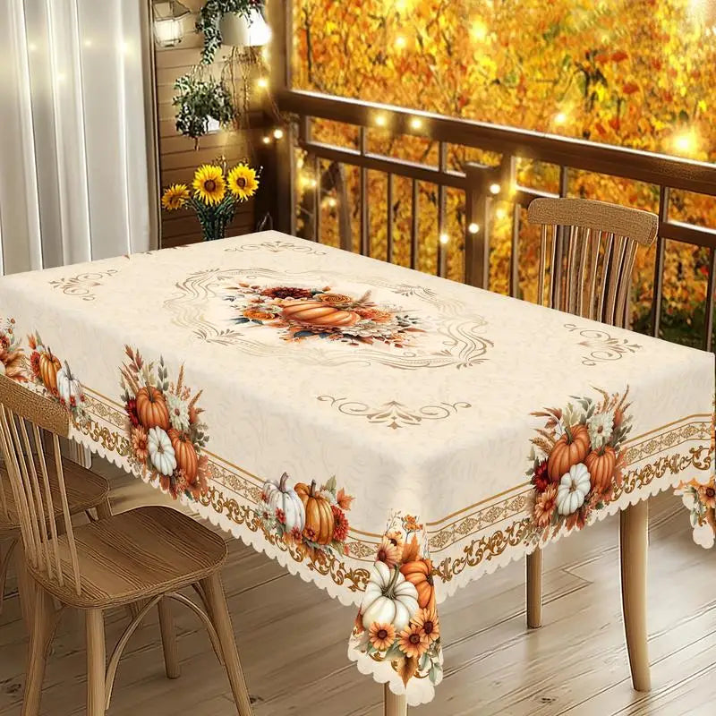 Gnizama Autumn decorative Thanksgiving gift tablecloth, pumpkin, maple leaf pattern design tablecloth, decorative tablecloth