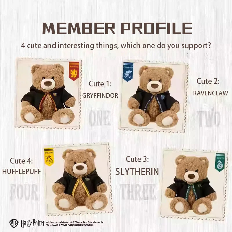 MINISO Harry Potter Series Plush Doll -10 Academy Gifford Bear Doll (Gryffindor) Cute Cloak Bear Soothing Collectible Dolls