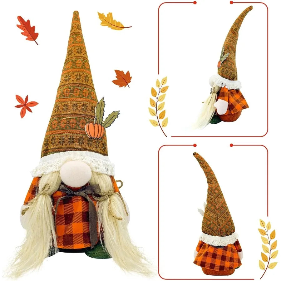 Fall tions for Home Thanksgiving Decor Cute Fall Pumpkin Gnomes Plh Doll for Office Indoor Living Room Tiered Tray Harvest Tabl