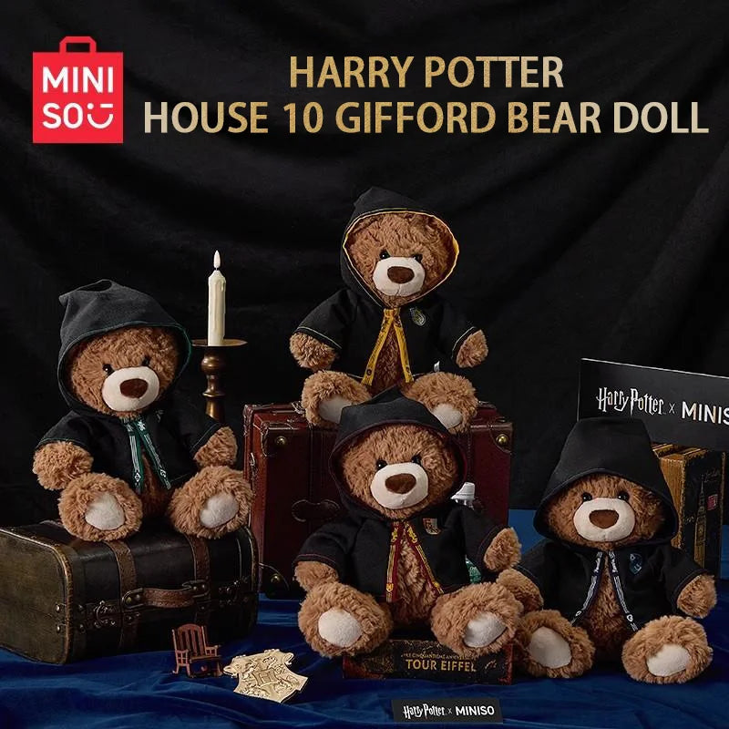 MINISO Harry Potter Series Plush Doll -10 Academy Gifford Bear Doll (Gryffindor) Cute Cloak Bear Soothing Collectible Dolls