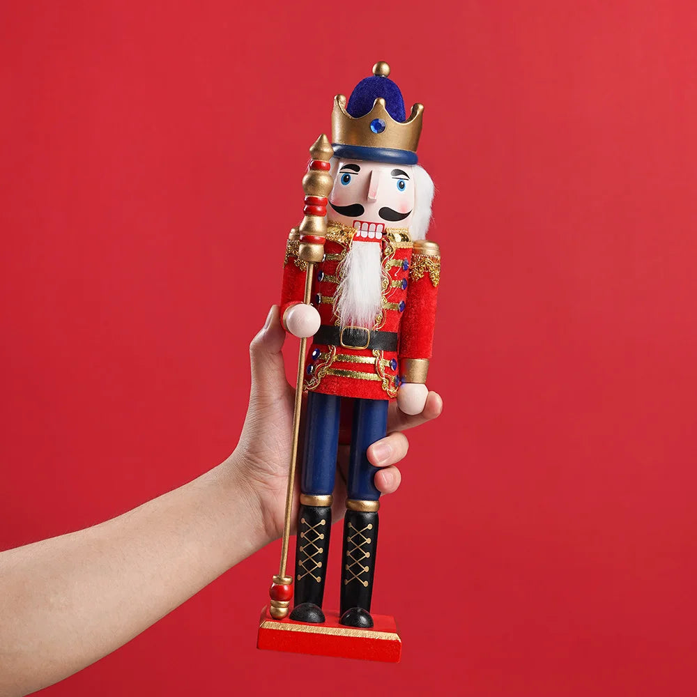 38cm Christmas Decoration Large Wooden Nutcracker Soldier Doll Christmas New Year Gift European Style Desktop Decoration