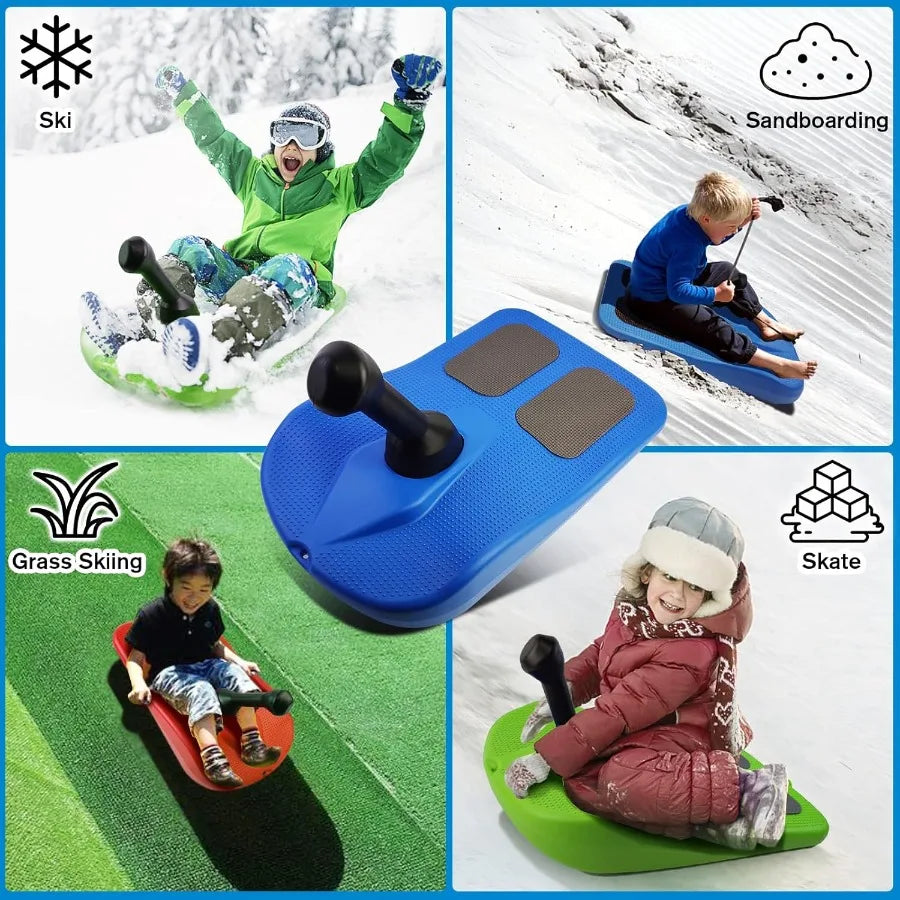 Snow Sleds for and Adult Sledding Snowboard with Handle Lightweight Compact Scooter Snowboard Cold Resistant Handle Sled Downhi