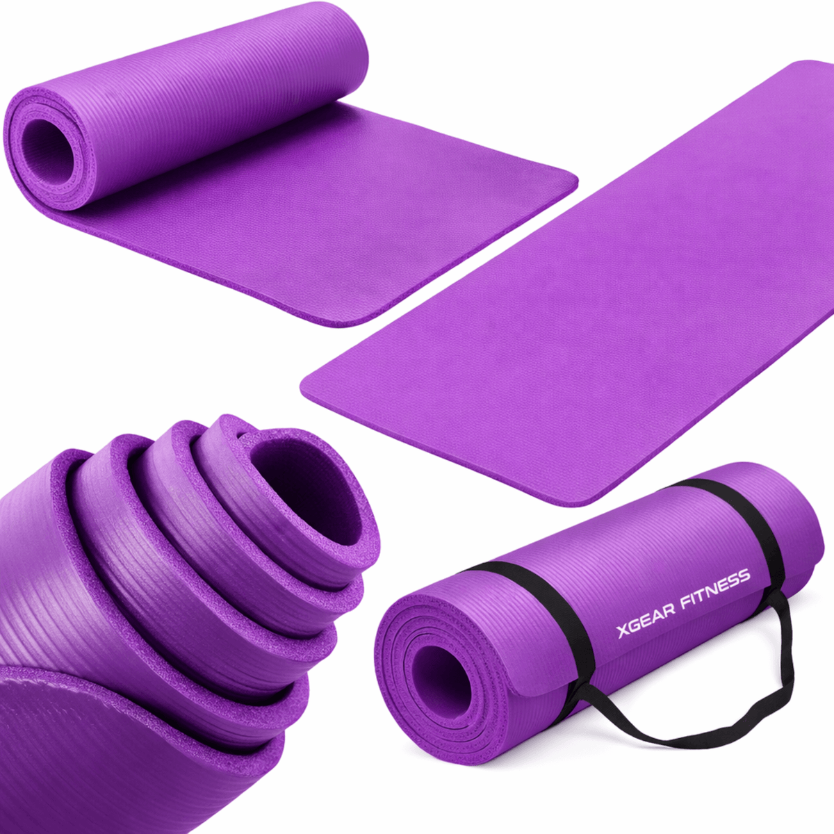 XGear Fitness Thick Travel Yoga Mat with Carrying Strap