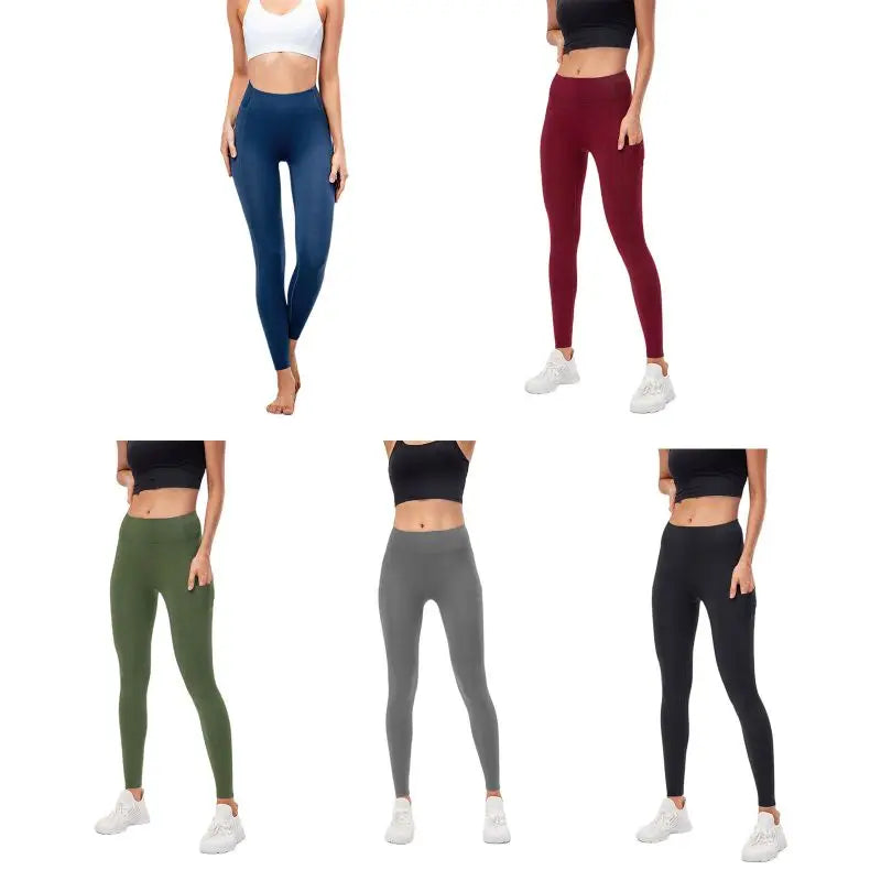 Women Autumn Winter High Waist Warm Sport Trousers Tight-Fitting Training Yoga Fitness Pants With Pocket