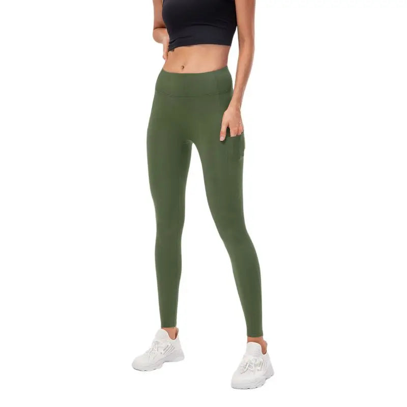 Women Autumn Winter High Waist Warm Sport Trousers Tight-Fitting Training Yoga Fitness Pants With Pocket